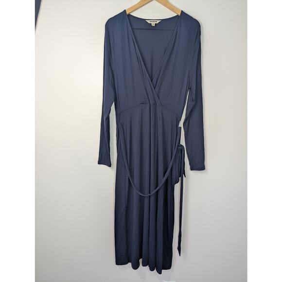 Boden Navy Nina Jersey Faux Wrap Midi Dress - Picture 2 of 8